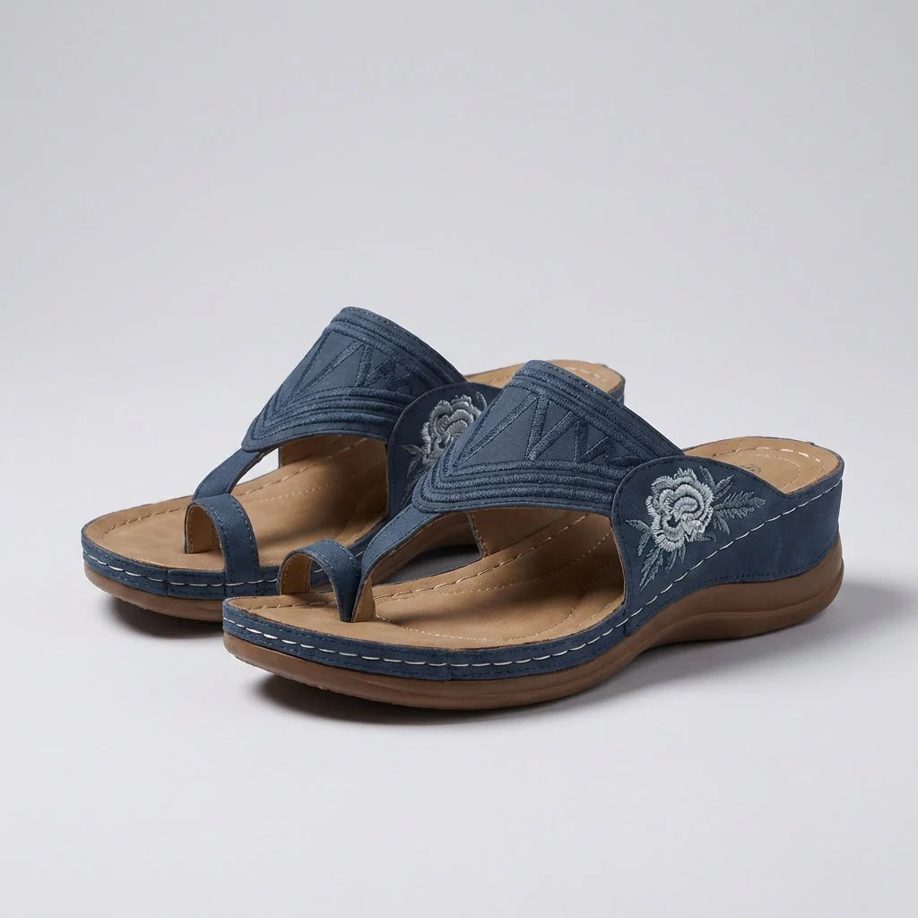 Sandalias Cuña Bordadas