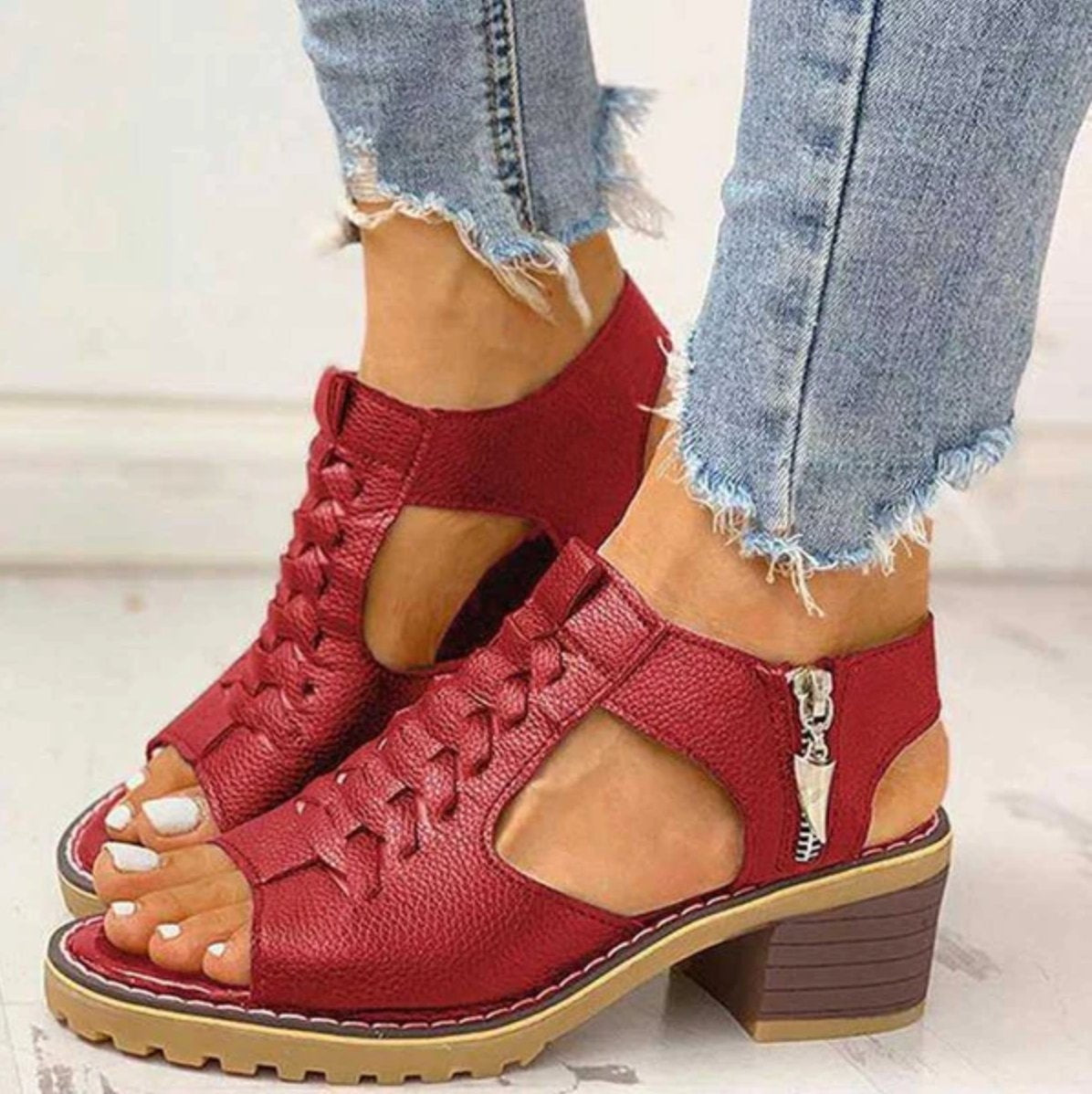 Sandalias de Tacón con Cordones